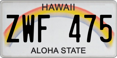 HI license plate ZWF475