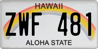 HI license plate ZWF481