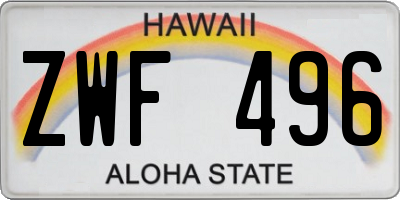 HI license plate ZWF496