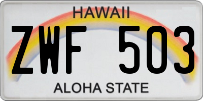 HI license plate ZWF503