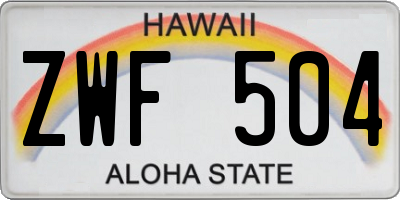 HI license plate ZWF504