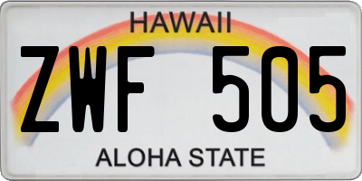 HI license plate ZWF505