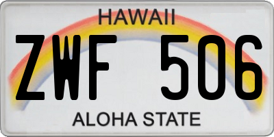 HI license plate ZWF506