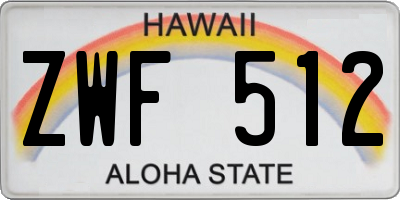 HI license plate ZWF512