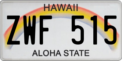 HI license plate ZWF515