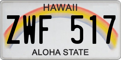 HI license plate ZWF517