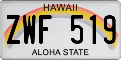 HI license plate ZWF519