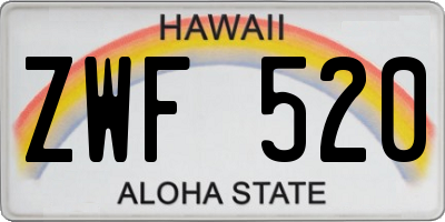 HI license plate ZWF520