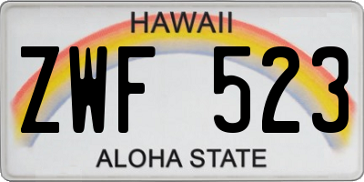 HI license plate ZWF523