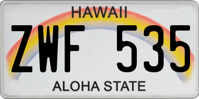 HI license plate ZWF535