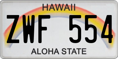 HI license plate ZWF554