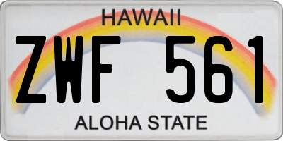 HI license plate ZWF561