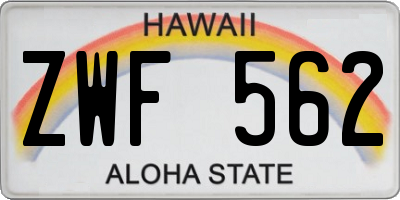 HI license plate ZWF562