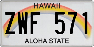HI license plate ZWF571