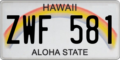 HI license plate ZWF581