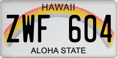 HI license plate ZWF604