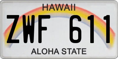 HI license plate ZWF611