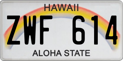 HI license plate ZWF614