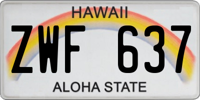 HI license plate ZWF637