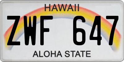 HI license plate ZWF647