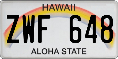 HI license plate ZWF648