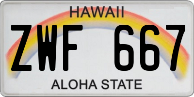 HI license plate ZWF667