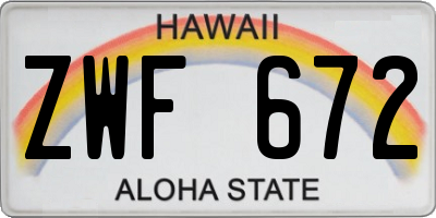 HI license plate ZWF672