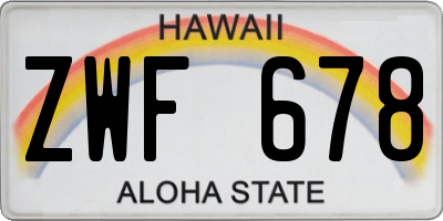 HI license plate ZWF678