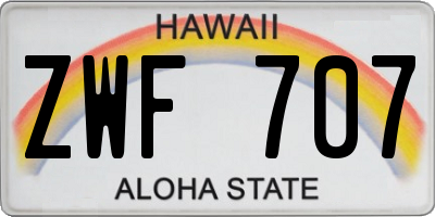 HI license plate ZWF707