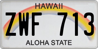 HI license plate ZWF713