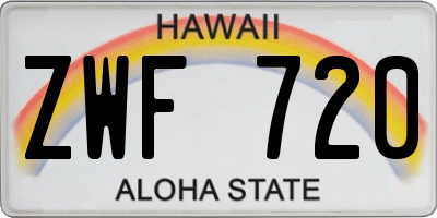 HI license plate ZWF720