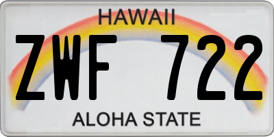 HI license plate ZWF722