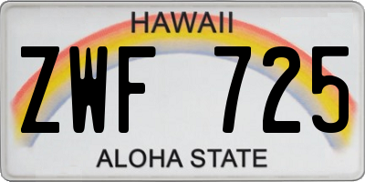 HI license plate ZWF725
