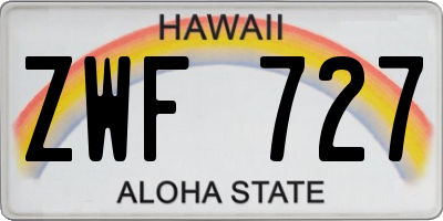 HI license plate ZWF727