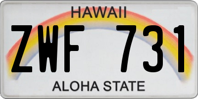 HI license plate ZWF731