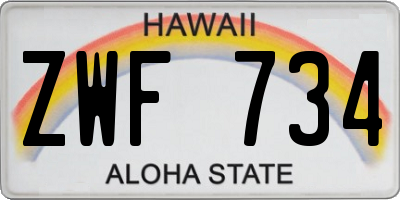 HI license plate ZWF734