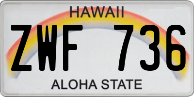 HI license plate ZWF736