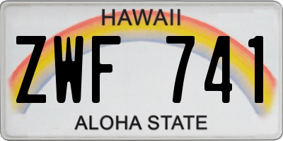 HI license plate ZWF741