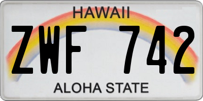 HI license plate ZWF742