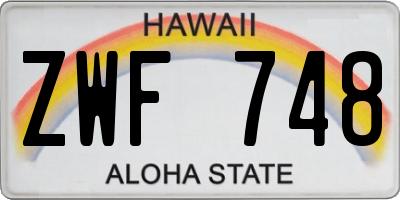 HI license plate ZWF748
