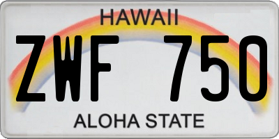 HI license plate ZWF750