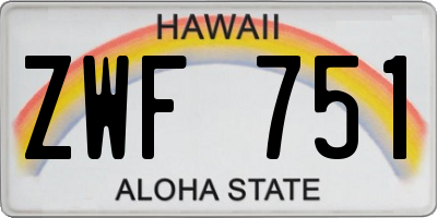 HI license plate ZWF751