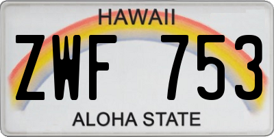 HI license plate ZWF753