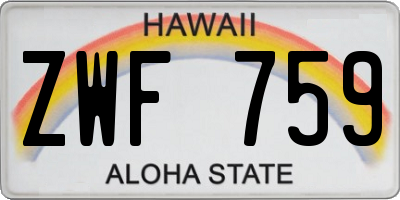 HI license plate ZWF759