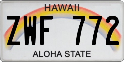 HI license plate ZWF772