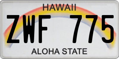 HI license plate ZWF775