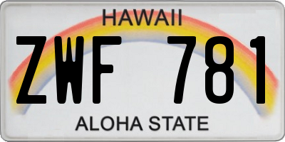 HI license plate ZWF781