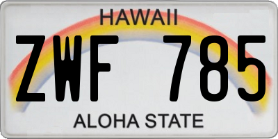 HI license plate ZWF785