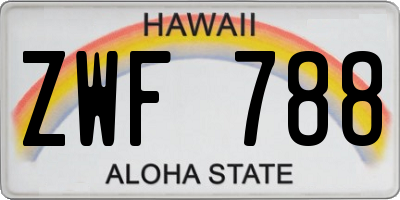 HI license plate ZWF788