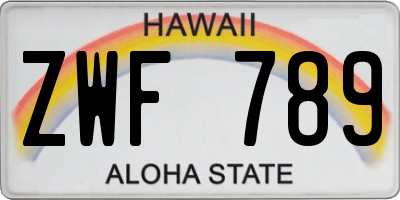 HI license plate ZWF789